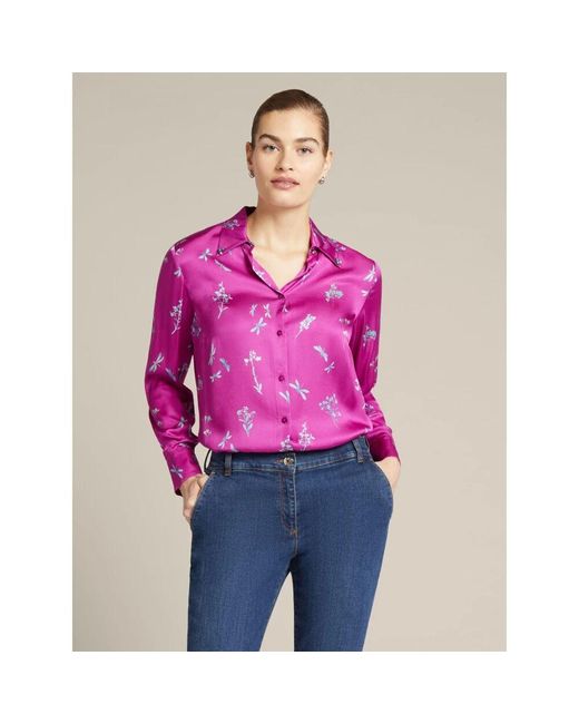 Elena Miro Purple Blumige viskose ecovero bluse