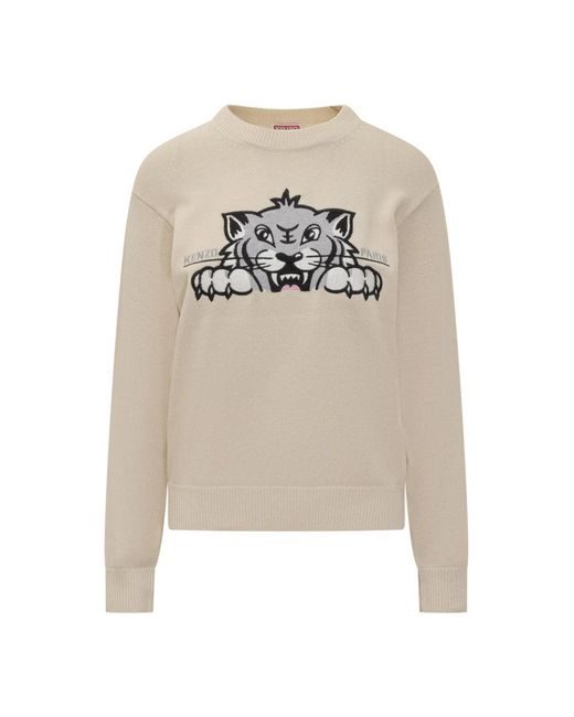 KENZO Hoodies & Sweatvesten ,Katoen Happy Tiger Jumper in het White