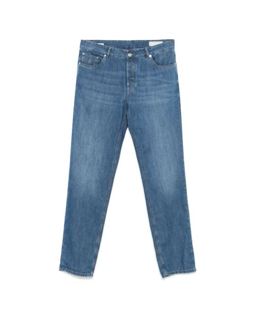Brunello Cucinelli Straight Jeans in het Blue voor heren