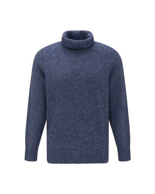 Brunello Cucinelli Truien & Vesten ,Blauw ,Wol Blauwe Coltrui Trui Stijlvolle Gezellige Pasvorm in het Blue voor heren