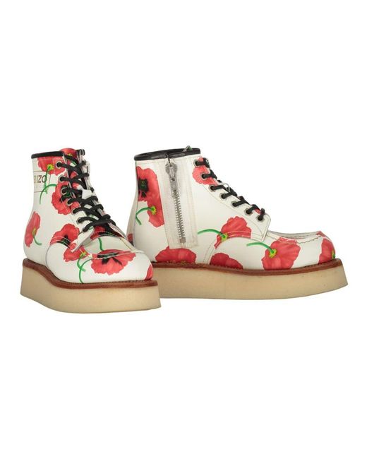 KENZO Pink Lace-Up Boots
