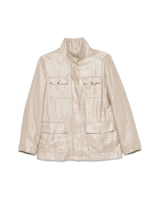 Herno Jassen ,Stijlvolle Buitenkleding Met Verborgen Sluitingen in het Natural