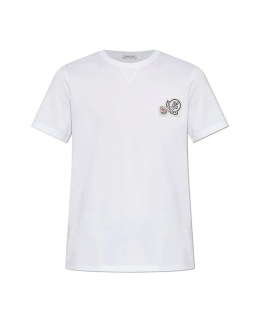 Moncler Logo Patch T-Shirt in het White voor heren