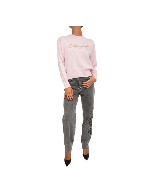 Blugirl Blumarine Pink Round-Neck Knitwear