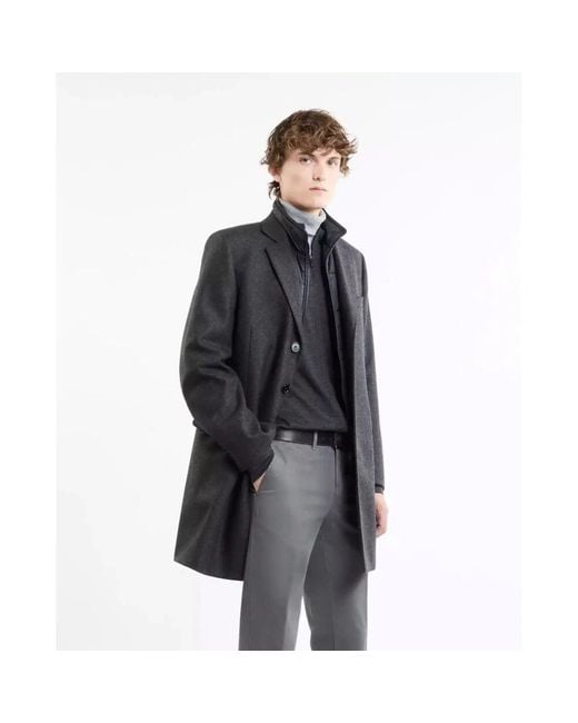 Single-Breasted Coats di Fay in Black da Uomo