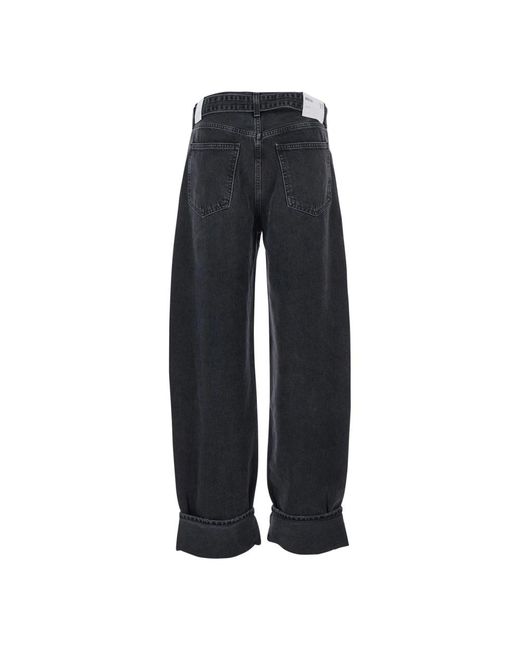 Agolde Jeans ,Grijs ,Grijze Cuffed Arcane Jeans in het Blue