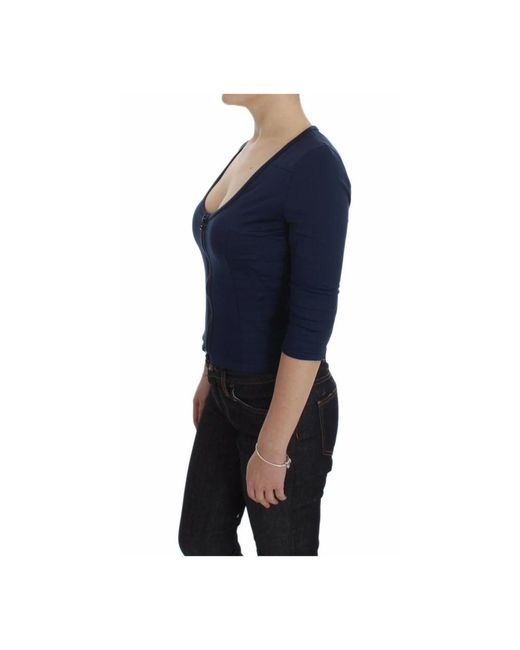Long Sleeve Tops Exte de color Blue