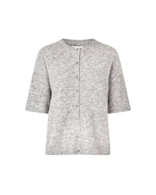 Samsøe & Samsøe Gray Kurzer Cardigan Mit Knopfverschluss