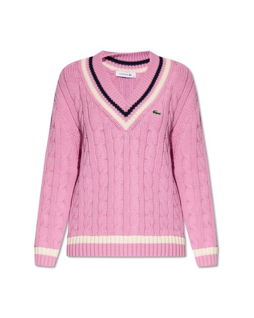 Suéter con parche de logo Lacoste de color Pink