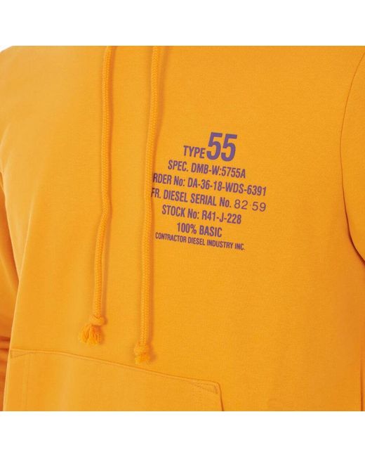 DIESEL Moderne kapuzenpullover mit textdesign in Orange für Herren