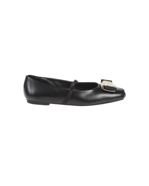 Ferragamo Black Ballerinas