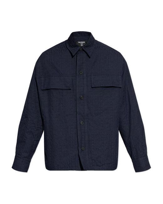 Balmain Jassen ,Blauw ,Katoen Monogram Jacket in het Blue voor heren
