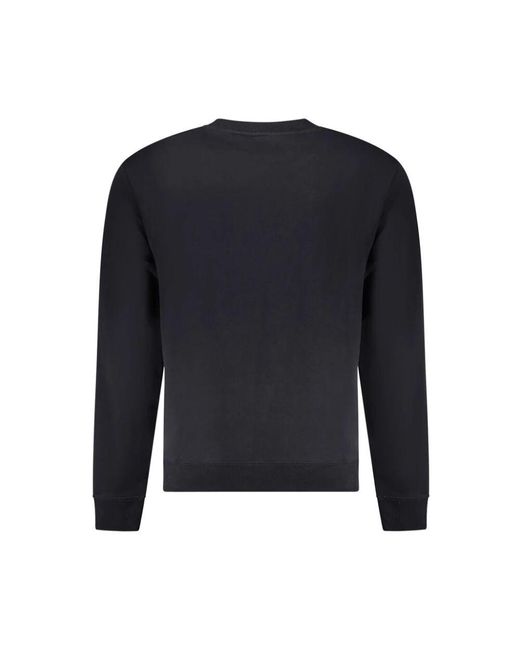 Felpa in cotone nera con stampa logo di Napapijri in Blue da Uomo