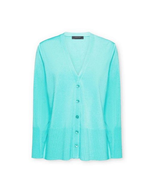 Elena Miro Blue Cardigan Mit Rippenbündchen