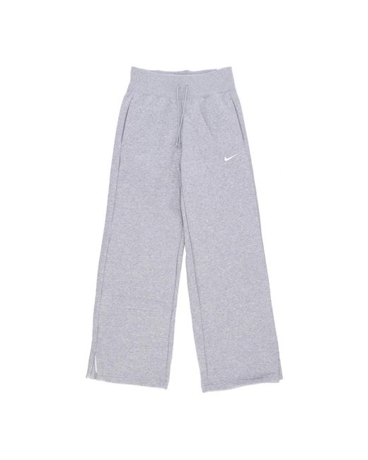 Nike Fitness ,Grijs ,Katoen Fleece Wijde Pijpenbroek Phoenix Sportswear in het Blue