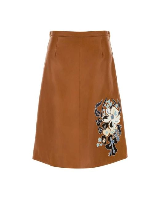 Marni Brown Leather Skirts