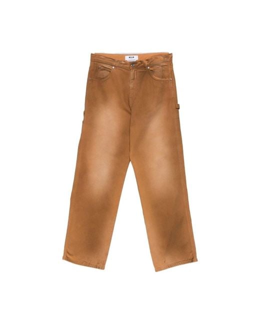 MSGM Brown Straight Jeans for men