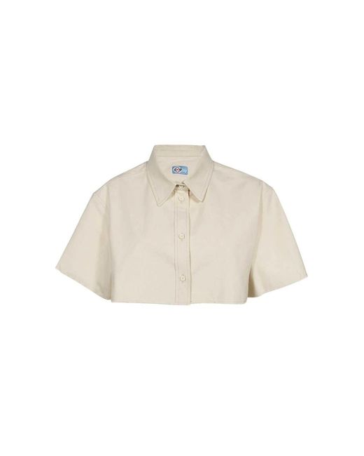 Heron Preston Overhemden ,Katoen Klassieke Katoenen Shirt Logo Detail in het Natural