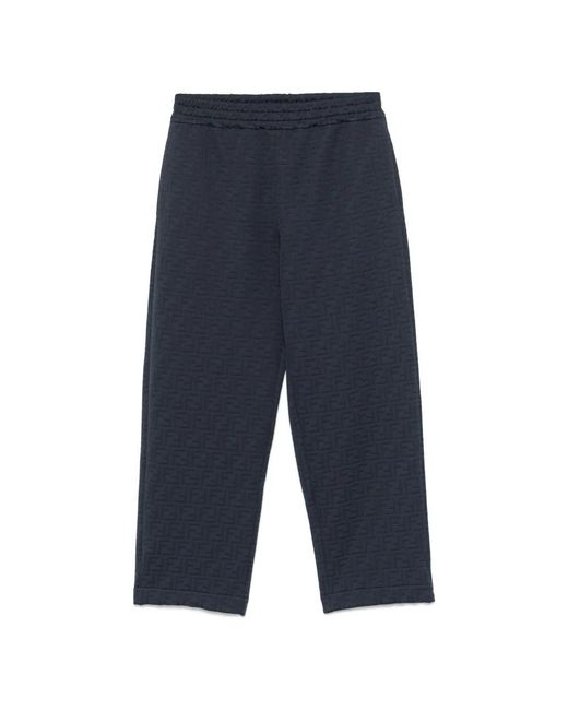 Fendi Broeken ,Blauw ,Katoen Blauwe Elastische Taillebroek Gemaakt in het Blue voor heren