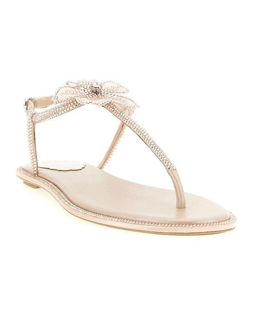 Rene Caovilla Metallic Flat Sandals