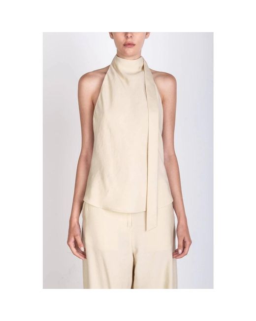 Alysi Tops ,Polyester Peach Touch Halter Top in het Natural