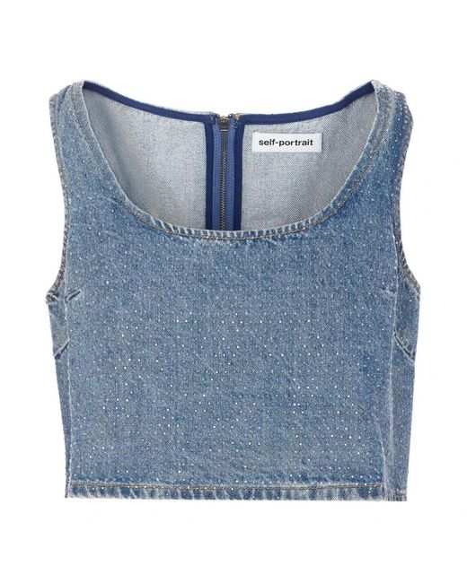 Self-Portrait Blue Sleeveless Tops