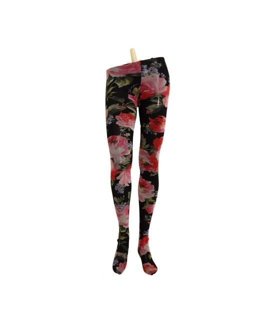 Leggings con stampa floreale di Dolce & Gabbana in Red