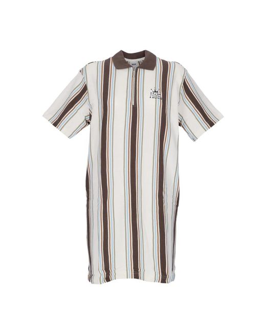 Huf Multicolor Gestreiftes Polo Strickkleid Off