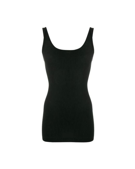 Vince Black Schwarzes Geripptes Tanktop