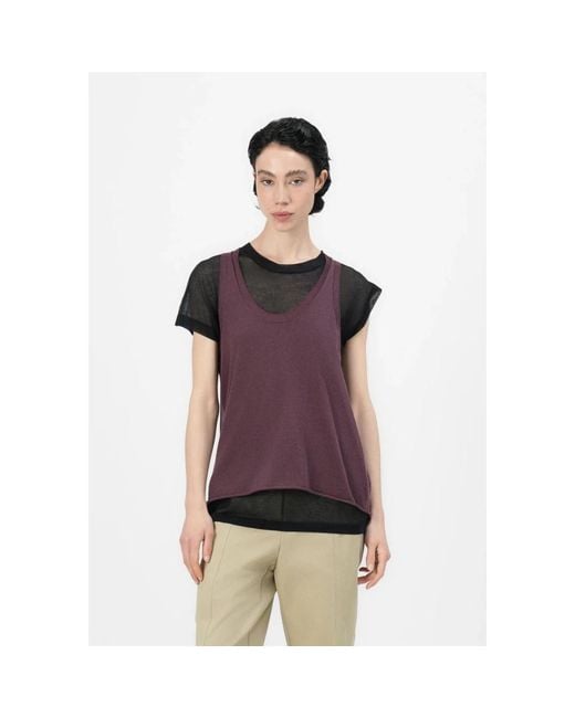 Pinko Purple Round-Neck Knitwear