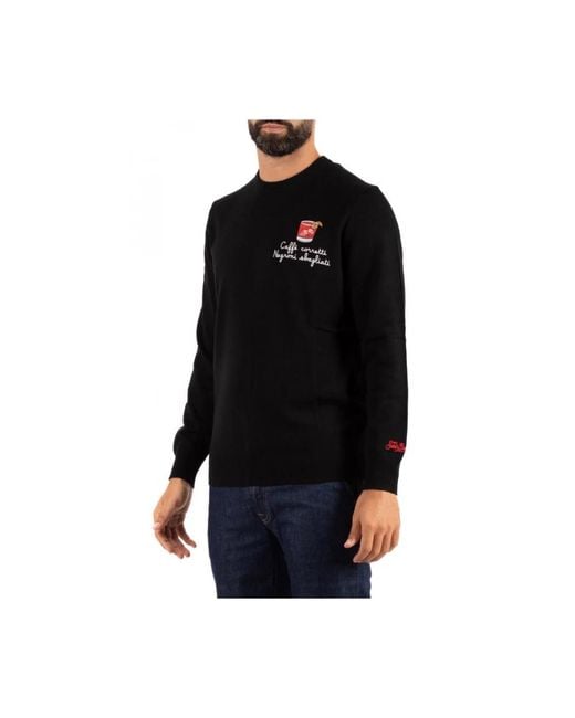 Mc2 Saint Barth Black Round-Neck Knitwear for men