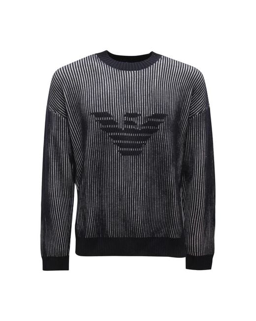 Armani Gray Round-Neck Knitwear for men