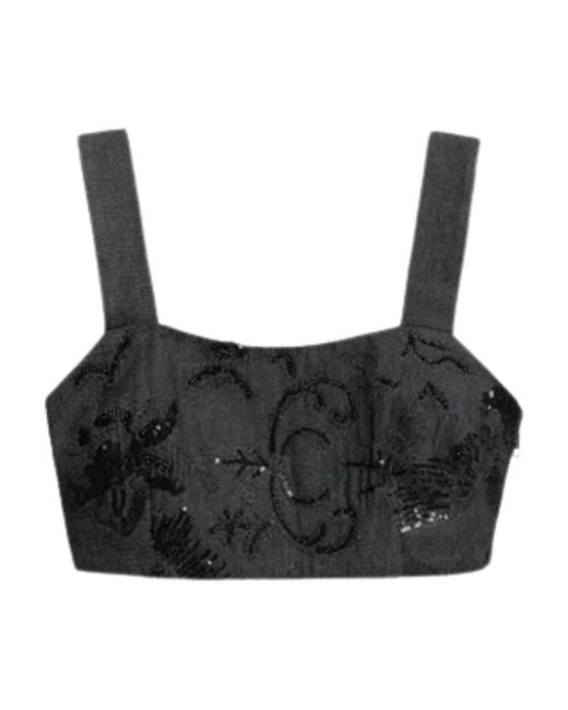 WEILI ZHENG Black Sleeveless Tops