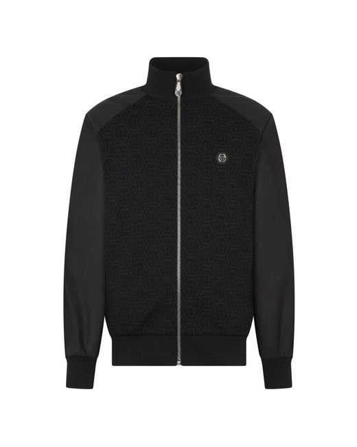 Philipp Plein Hoodies & Sweatvesten ,Zwart ,Katoen Composed Tracksuit Jacket Monogram in het Black voor heren
