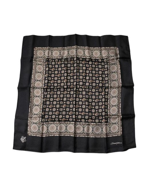 Dolce & Gabbana Kaktus Quadratisches Taschentuch Schal in Black für Herren