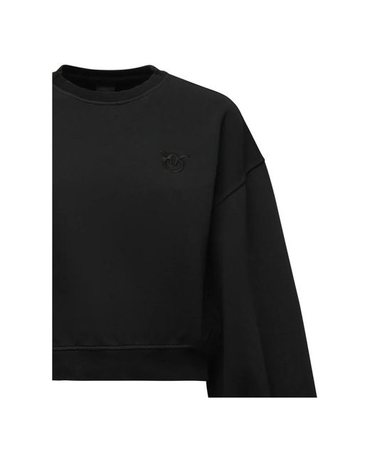 Pinko Black Schwarzer Baumwollpullover, Lockerer Schnitt, Lange Ärmel