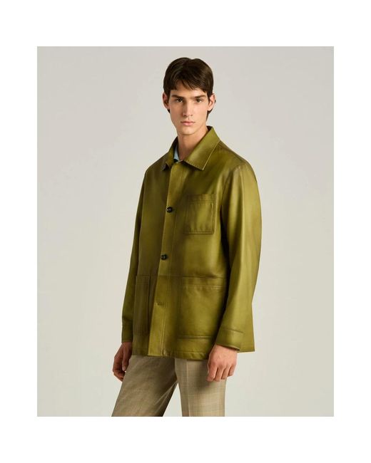 Kiton Leren Jas in het Green voor heren