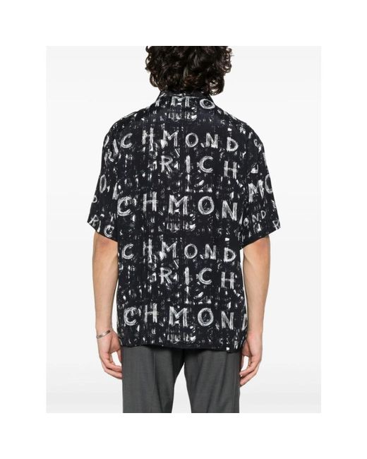 John Richmond Shirts mit logo-print und gespreiztem kragen in Black für Herren