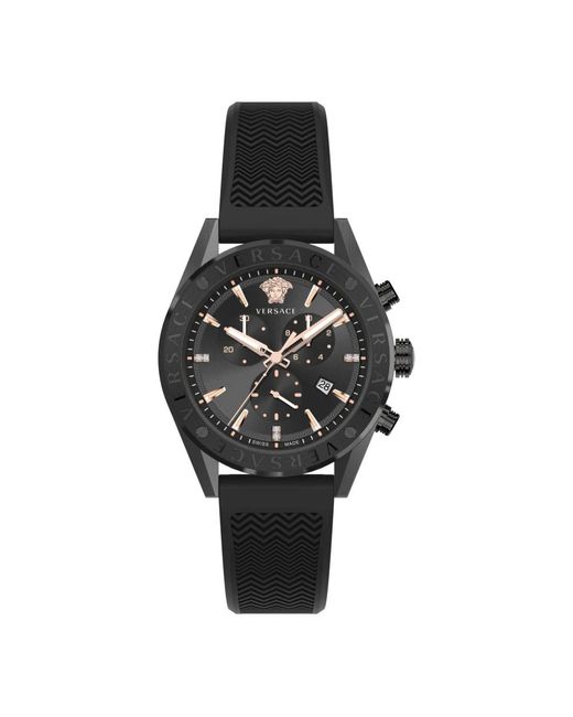V-chrono cronografo orologio cinturino in silicone di Versace in Black da Uomo