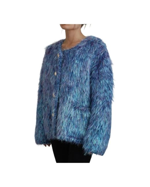 Dolce & Gabbana Vrouwen Multikleur Polyester Franje Jas in het Blue