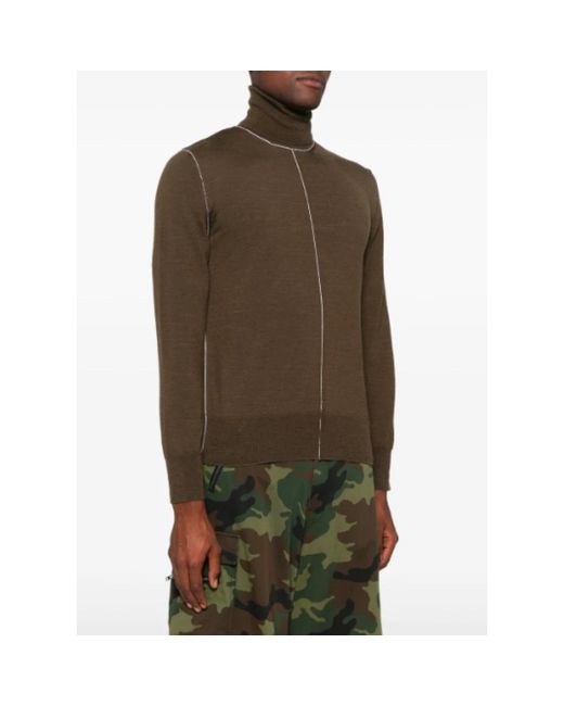 MM6 by Maison Margiela Green MM6 Maison Margiela Khaki Turtleneck Sweater for men