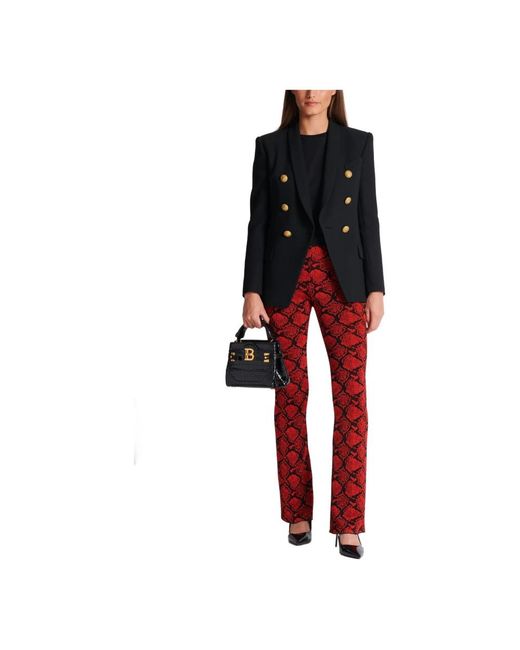 Balmain Red Bootcut-hose aus jacquard-strick mit pythonmuster