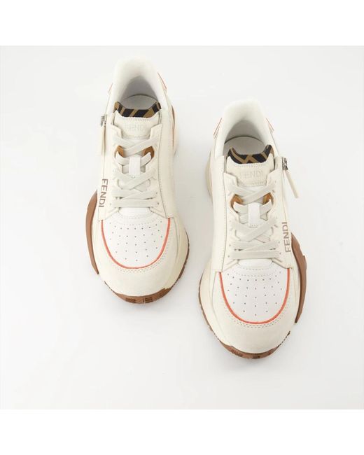 Fendi White Flow lace-up sneakers