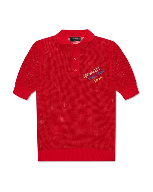 DSquared² Tops ,Rood ,Katoen Polo Capsule Summer Lovers in het Red voor heren