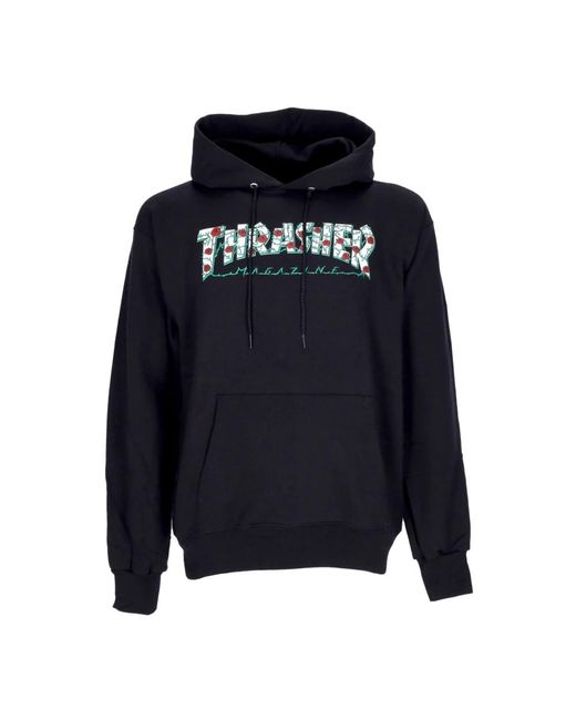 Thrasher Hoodies & Sweatvesten ,Zwart ,Katoen Zwarte Roses Hoodie Langemouw in het Blue