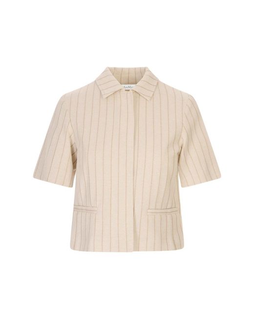 Max Mara Overhemden ,Katoen Korte Shirt Jas in het Natural