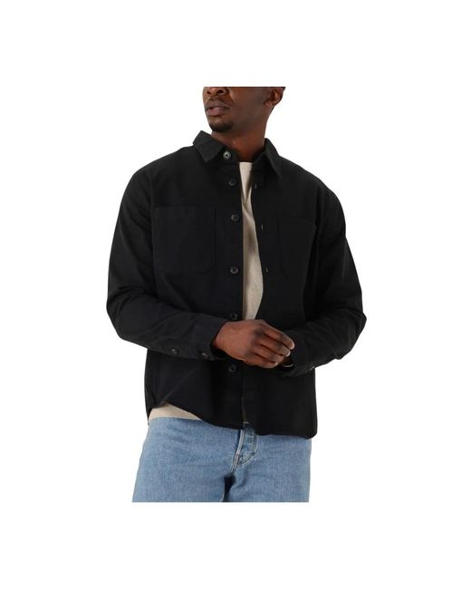 SELECTED Overhemden ,Zwart ,Katoen Zwart Twill Overshirt Voor Mannen in het Black voor heren
