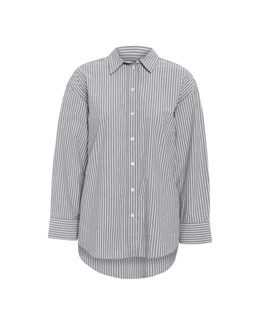 Part Two Overhemden ,Grijs ,Katoen Gestreepte Shirt Na Middernachtstijl in het Gray