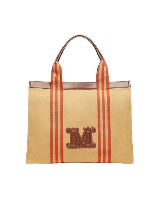 Max Mara Brown Canvas Shopper Tasche Palau