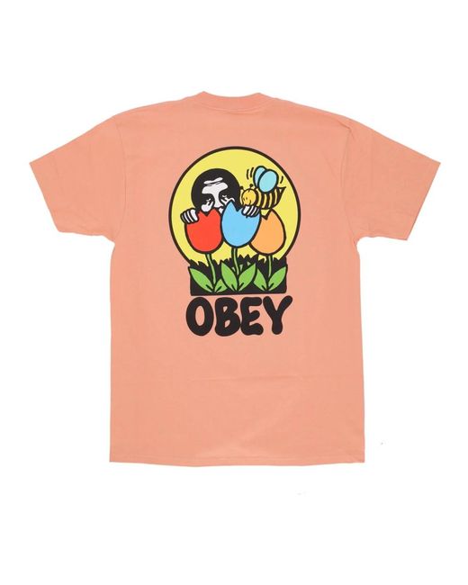 Obey Klassisches streetwear tee in Orange für Herren